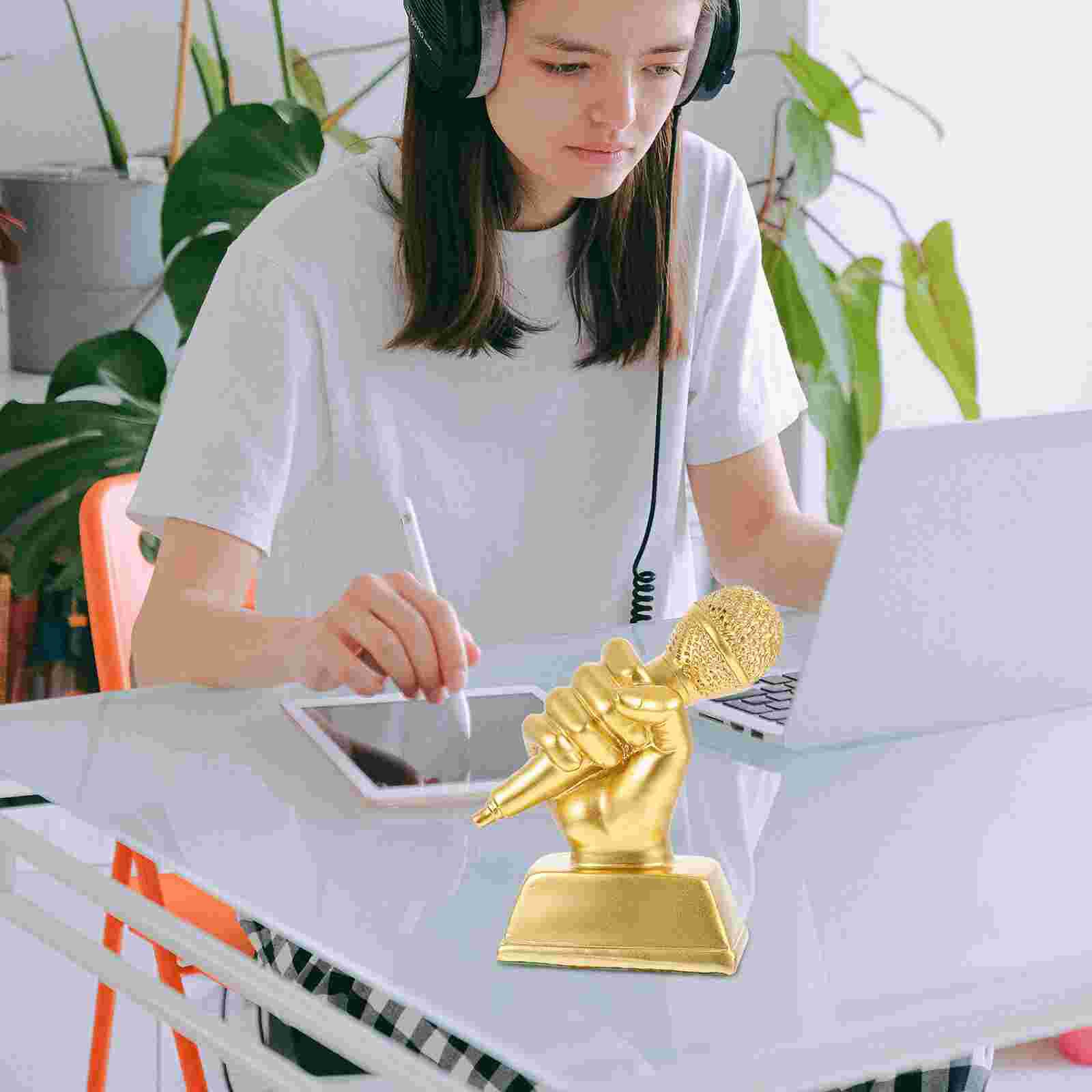 Microphone Trophy Adornment Singing Competition Award Children Musical Trophy