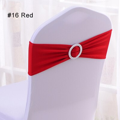 4 Pieces Wedding Spandex Chair Sashes Gold Pink Orange Yellow Chair Sash Bands Bow Wedding Party Birthday Chair Decoration: 16 Red