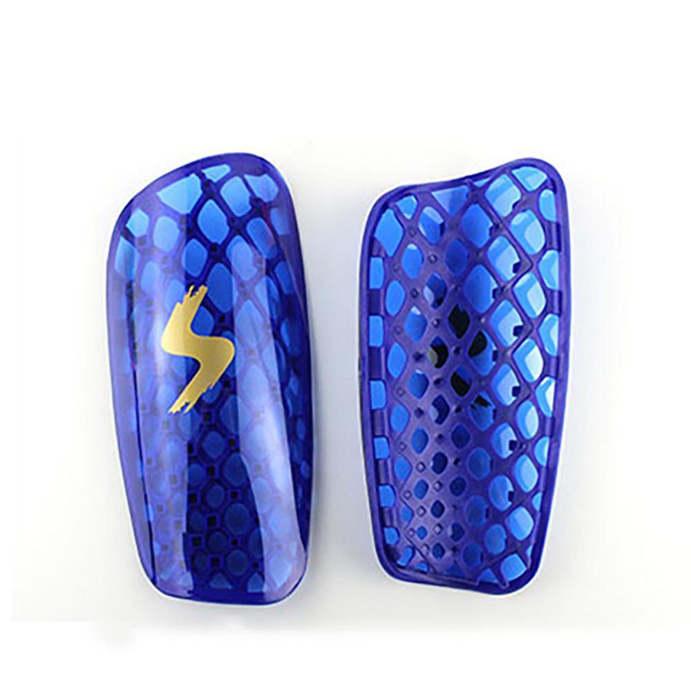 1 Pair Football Shin Pads Plastic Soccer Guards Leg Protector For Kids Adult Safety Plate Breathable Shin Guard: blue / S