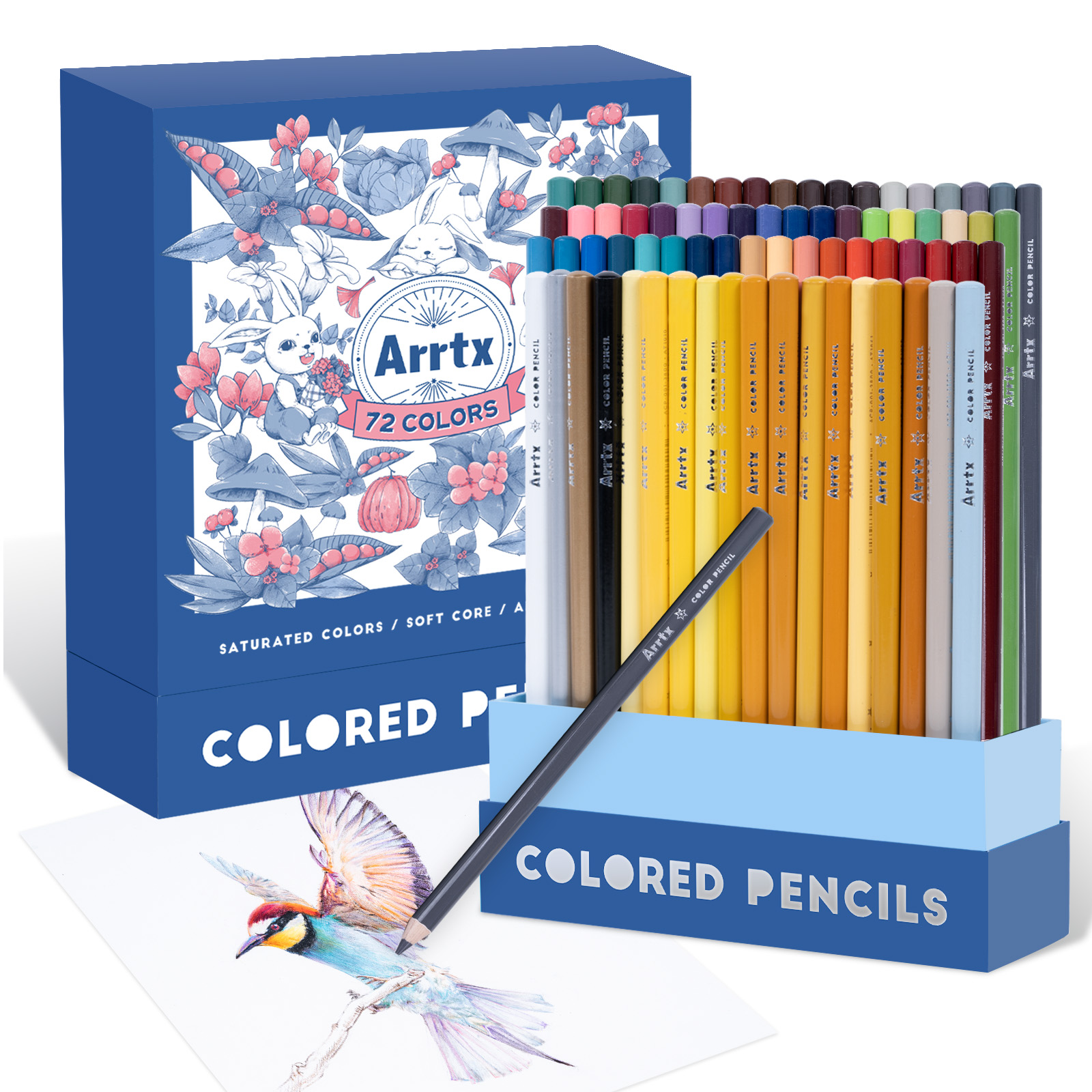 Arrtx Color Pencil, 72/126 Colored pencils Soft Core High-Lightfastness Rich Pigments Drawing Pencils for Coloring Sketching: WHITE