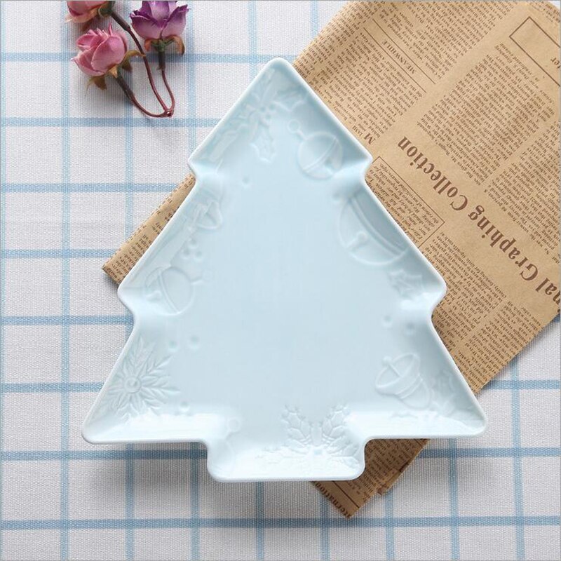 Juego de vajilla de porcelana para árbol de Navidad, platos de cerámica para ensalada, pastel, fruta, postre, dulces, colorido, 1 unids/set