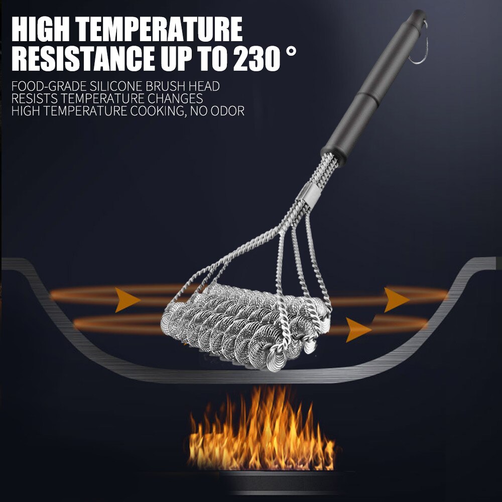 BBQ Brush Tool Convenient 201 Stainless Steel Wire Barbecue Cleaning Brush Cooking Economic 201 Stainless Steel Wire