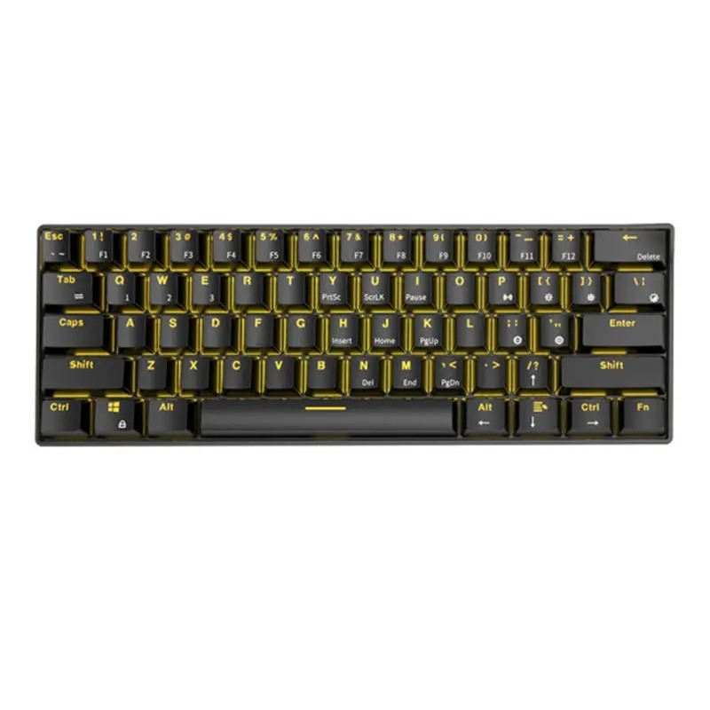 Real Kludge RK61 bluetooth con conexión de modo doble 60% oro/azul hielo retroiluminado Teclado mecánico para jugar-interruptor azul blanco