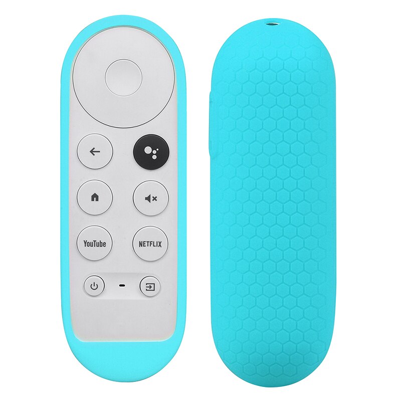 Silikone etui til chromecast google tv stemme fjernbetjening stødsikkert beskyttelsescover til chromecast stemme fjernbetjening: Blå