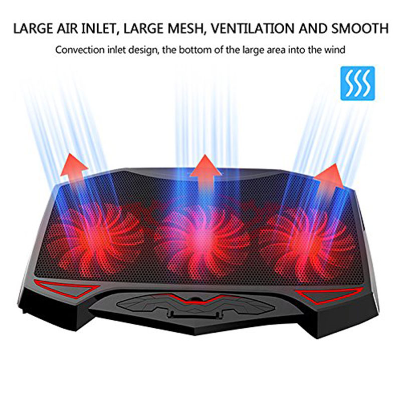 Laptop køler, laptop kølepude chill mat med 3 støjsvage fans usb drevne justerbare mounts stander til laptop  pc 10 & #39 ;& #39 ; -16 & #39 ;& #39 ;