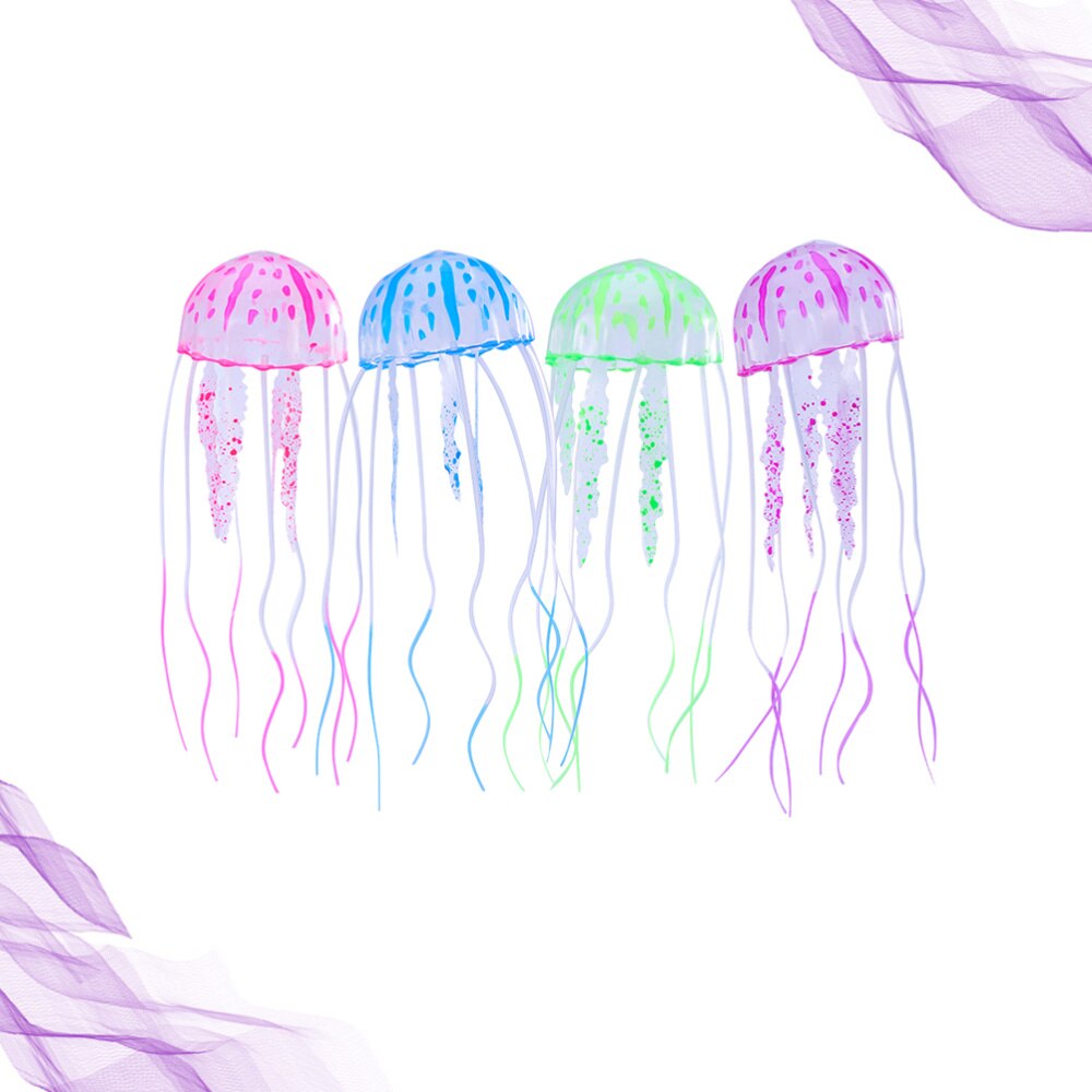 4Pcs Lichtgevende Simulatie Kwallen Kunstmatige Kwallen Versiering Creatieve Decor Voor Aquarium Fish Tank (Willekeurige Kleur): Default Title