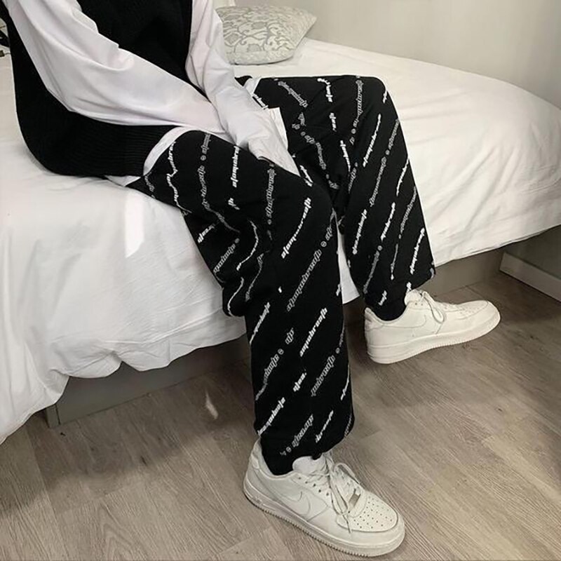 Pantalon large pour homme, Streetwear, Harajuku, décontracté, Sport, jogging, Skateboard, noir, lettre Gary, longueur cheville