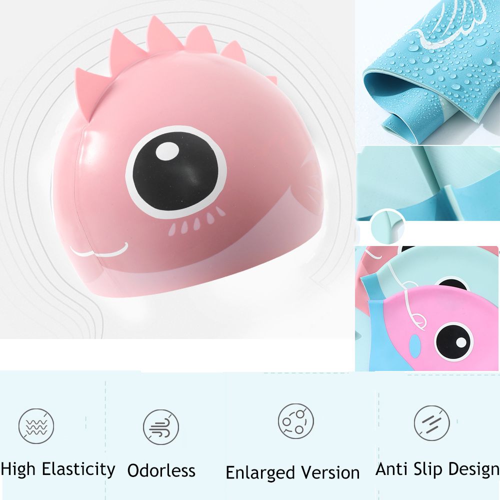 Childrens Waterproof Junior Cartoon Cap Shark Fish Character Swimming Cap Kids Swim Hat Silicone Swim Hat