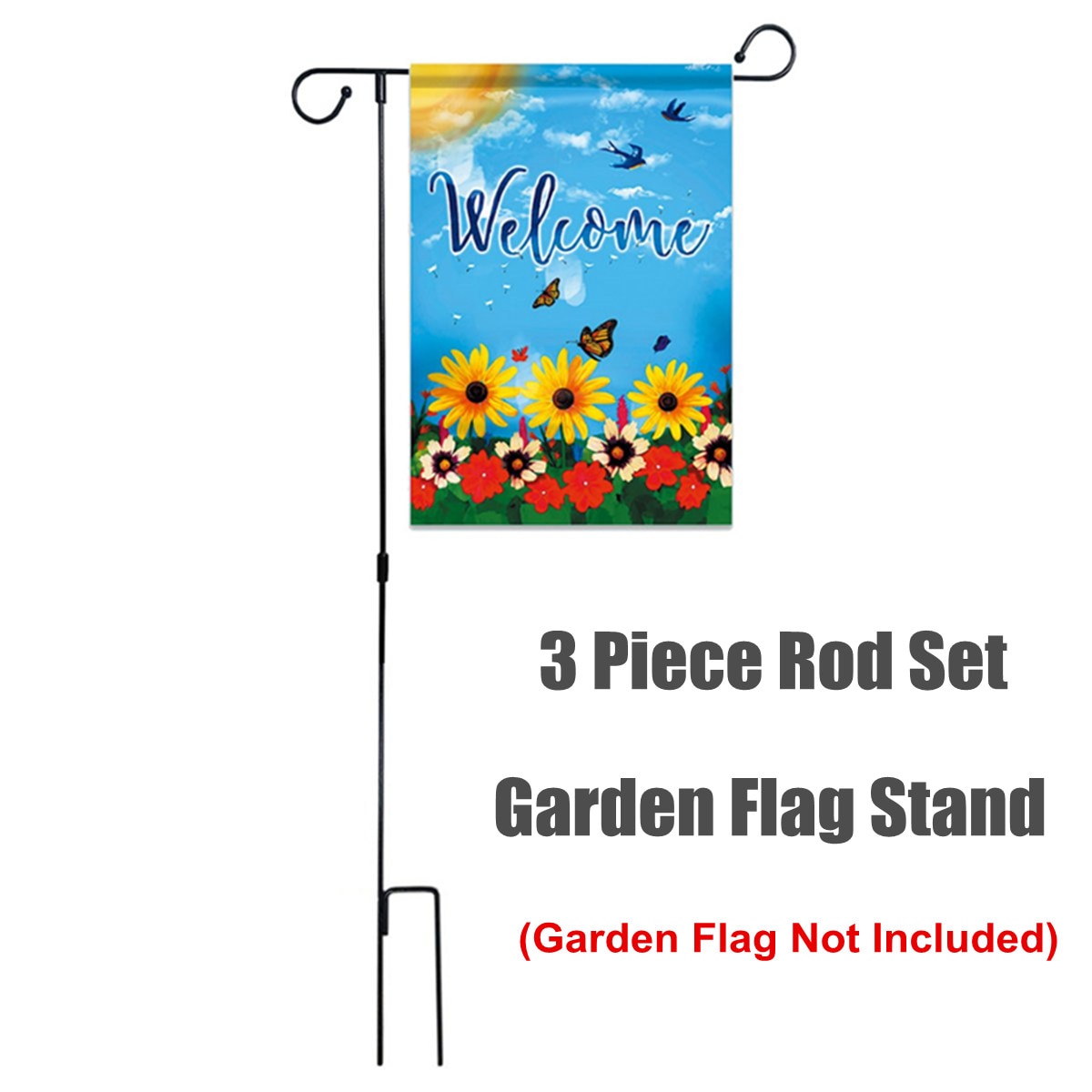 Tuin Vlag Stand Vlaggenmast Zwarte Smeedijzeren Kleine Vlag Stand Yard Tuin Vlag Pole Vlag Houder Display Banners Accessoires