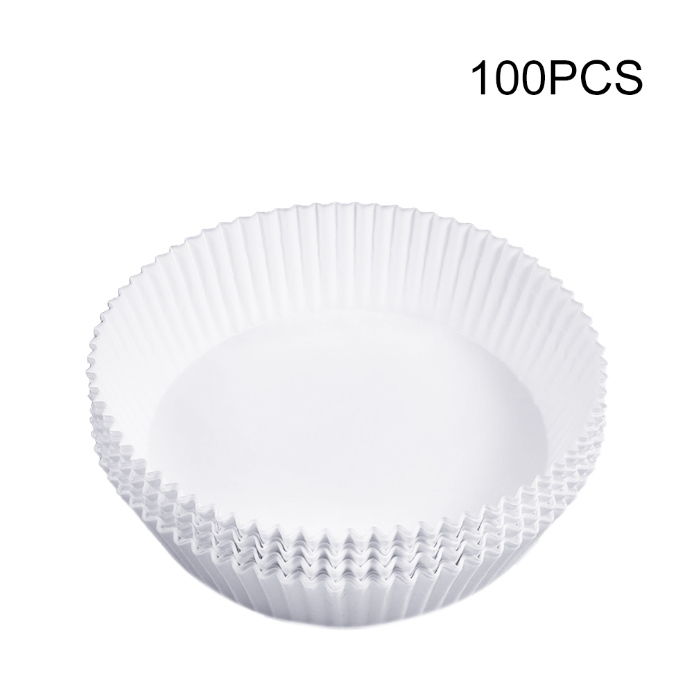 Silicone Pot For Airfryer Reusable Air Fryer Accessorie Baking Basket Pizza Plate Grill Pot Kitchen Cake Cooking Baking Tool: Disposable 100PC WH