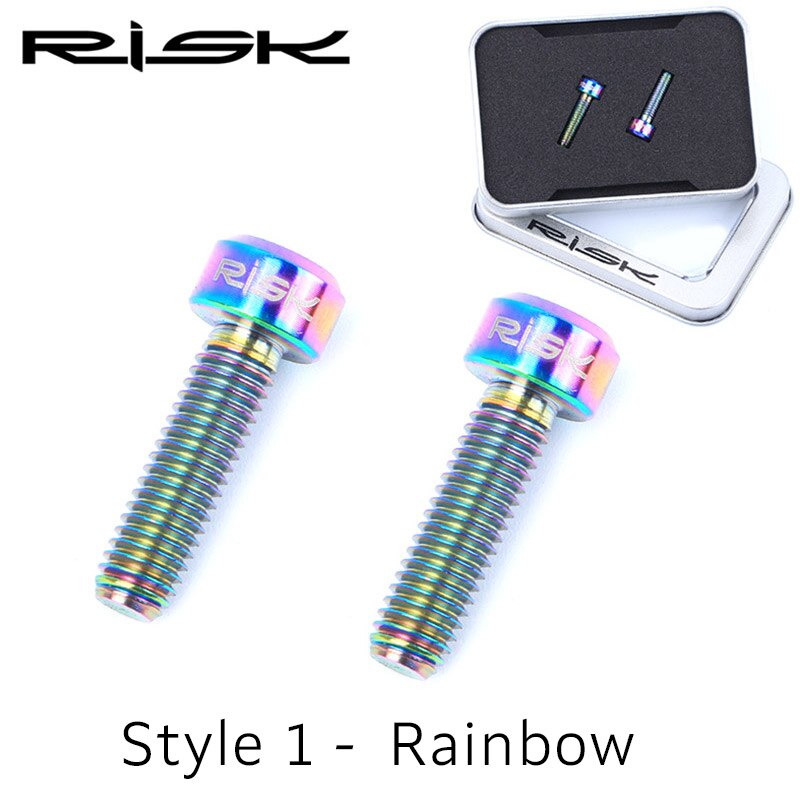 RISICO M5 * 18mm Titanium Legering Holle Schroef Remhendel Zadelklem Bevestigingsbouten MTB Road Fiets Schroeven Fietsen accessoires Zwart: Style 1-Rainbow