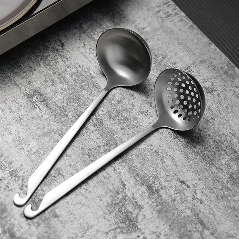 1pc gryta sked hushållsgryta durkslag rostfritt stål hålslev för hemköket (silver)