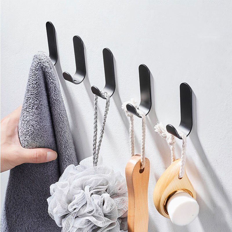 Zwart Wit Gewaad Handdoek Jas Kleding Haak Voor Badkamer Accessoires Roestvrij Hanger Keuken Hardware Muurbevestiging Lijm Geen Boren