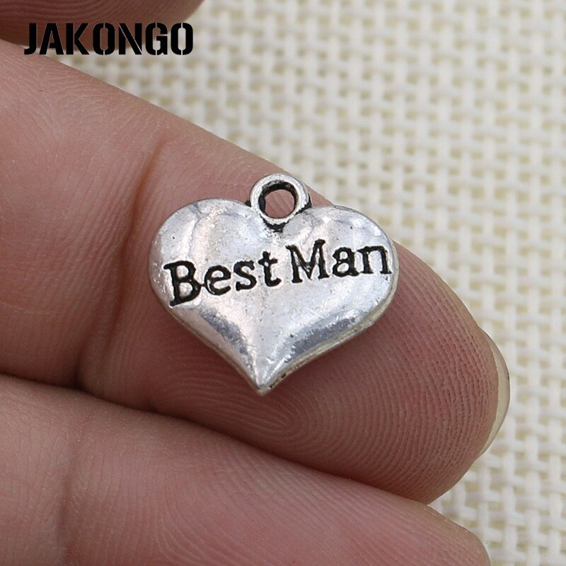 Jajongo-Colgante de plata antigua chapado en oro para novio, accesorios de joyería, pulseras, accesorios, bricolaje, 15x14mm