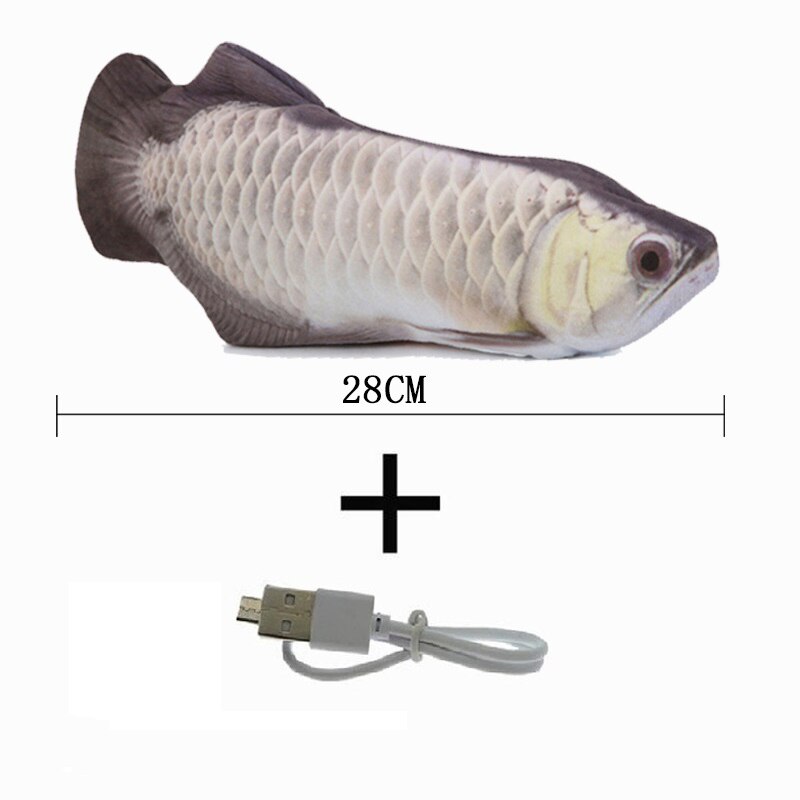 1pc elektronisk logrende kattelegetøj 28cm dansende bevægende floppy fisk katte legetøj usb opladning simulering kattelegetøj elektronisk kæledyr kattelegetøj: 1