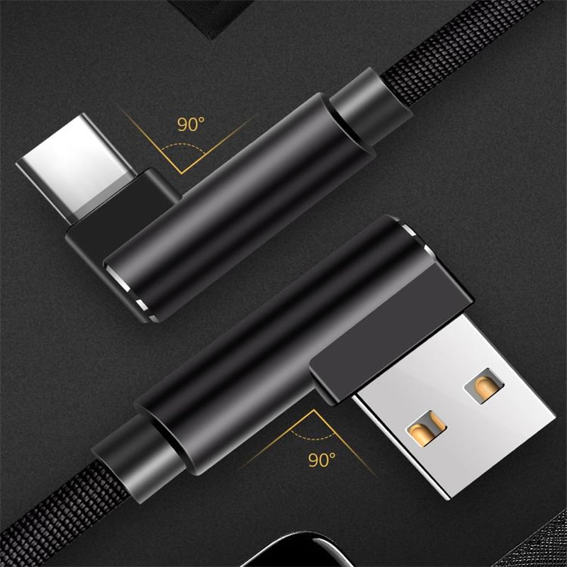 Mzxtby 90 Gradi USB Tipo C Cavo Veloce Cavo di Ricarica per Samsung Huawei Xiaomi Redmi Oneplus Tipo-C Caricabatterie cavo della Linea dati