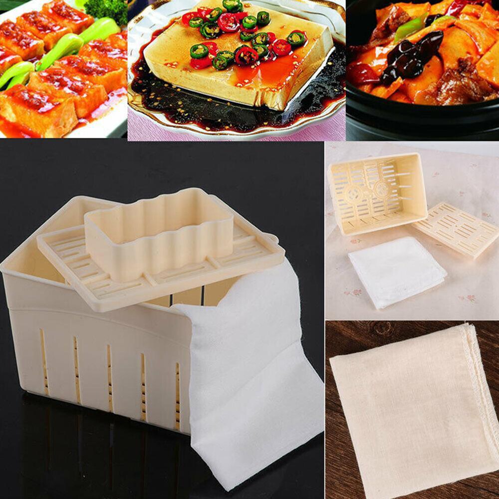 DIY Plastic Soybean Curd Tofu Press Maker Mold Box Homemade Kitchen Tools With Cheese Cloth Kitchen Cooking Tool - Intl