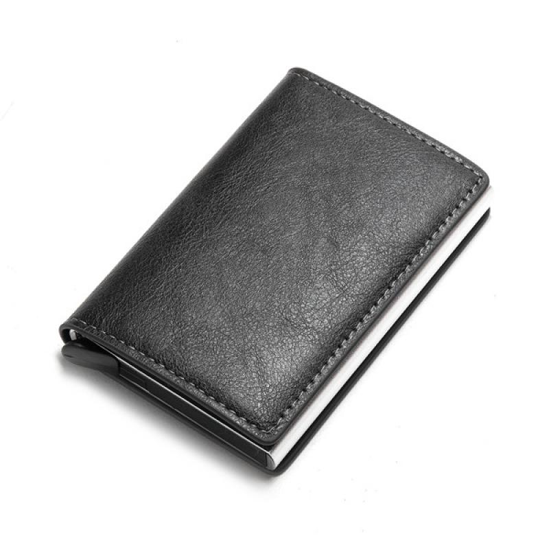 Bycobecy Rfid CreditCard Cardholder Blocking Men id Credit Card Holder Wallet Leather Metal Aluminum Business Bank Card Case