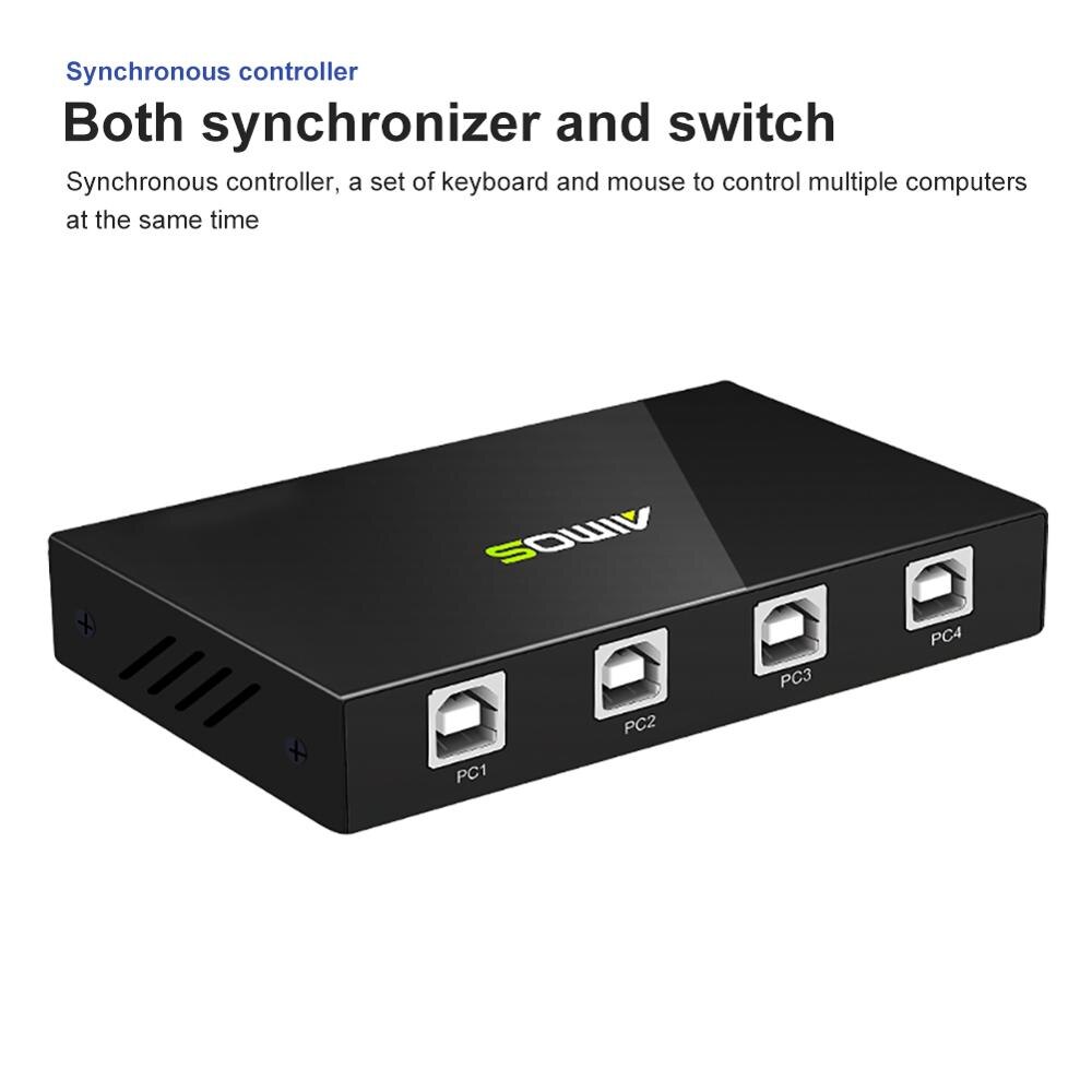 Muis Synchroniser Controller Met 1-Knop 4-Port Usb Toetsenbord Kvm Switch Splitter Computer Synchro Usb 2.0 Synchro