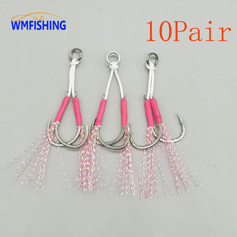 10Pairs Assist Hook Fishing Cast Jigs Barbed Doubl... – Grandado