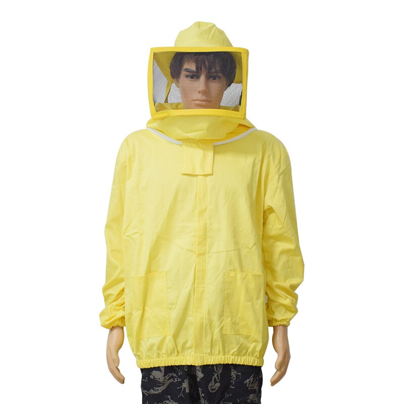 100% Cotton Beekeeping Jacket With Fencing Veil Yellow Beekeeper Protective Gear