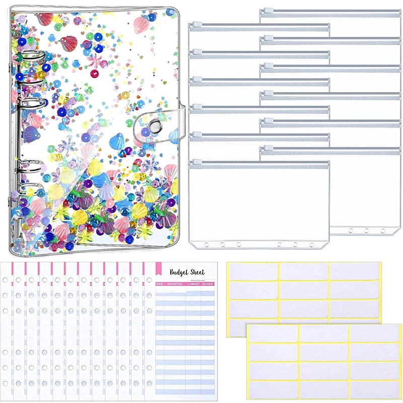 27 Stuks 6 Ringband A6 Planner Notebook Met 12 Stuks Binder Rits Zakken En Budget Lakens Voor Persoonlijke budget Planner: shell