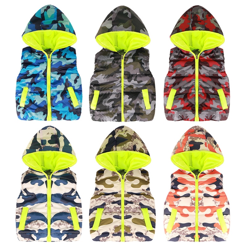 hooded boys cotton padded vest spring fall kids waistcoat children's clothing