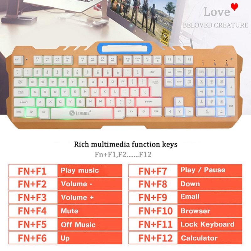 Gaming keyboard Mouse Combos LED Backlit USB Wired Mechanical Keyboard Mouse Set with Phone Holder for PC Computer Gamer