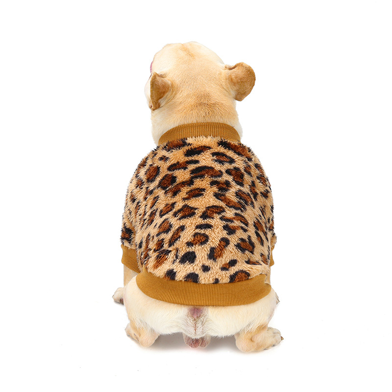 Pull léopard pour chien, vêtement de styliste pour petit et moyen gabarit, bouledogue français, carlin Pitbull, peluche épaisse, pull d&#39;hiver: Brown / XXL
