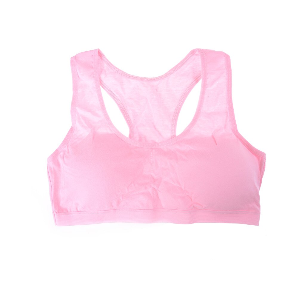 1 Pcs Tieners Meisjes Sport Beha Puberteit Ondergoed Draadloze Tiener Meisjes Sport Bh Borst Pad Katoen Jonge Meisjes Training Beha: Pink