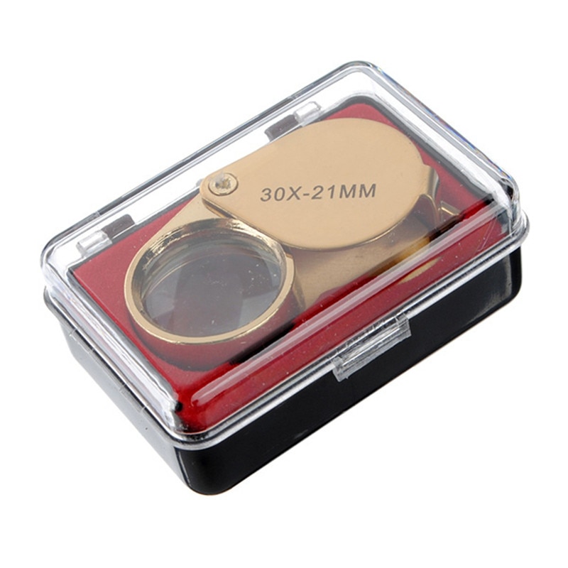 30x 30x21mm Magnifier Jewelers Gold Eye Tool Jewellery Folding Loupe Glass Lens Magnifying Triplet Glass Jewelry Diamond