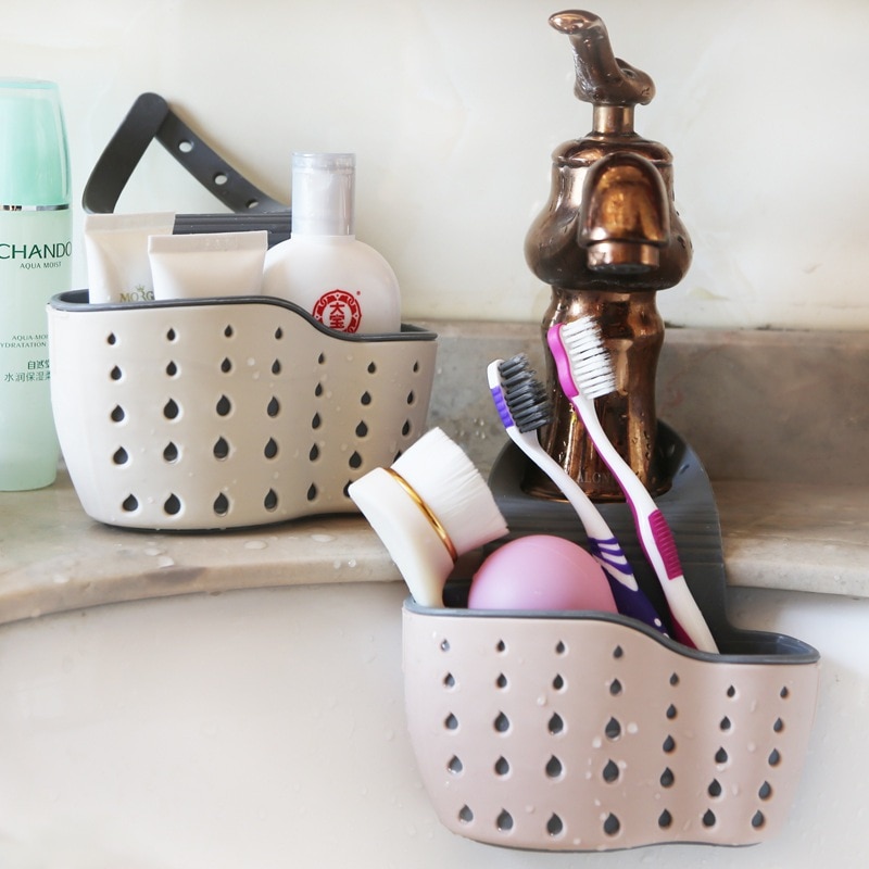 Sink Shelf Soap Sponge Drain Rack Silicone Storage Basket Bag Faucet Holder Adjustable Bathroom Holder Sink Kitchen Accessorie#