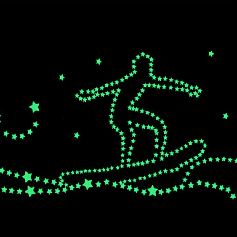 200 stk/pak 3D Sterren Glow Sticker Lichtgevende Behang Muurstickers DIY Kinderen Slaapkamer Tl Stars Muurstickers Home Decoratie