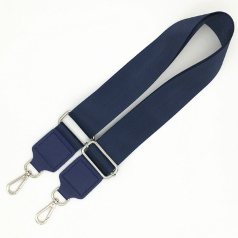 Wide 5.0cm women bag strap accessories diagonal across versatile bag strap shoulder cross-body solid color backpack band strap: blue--silver metal