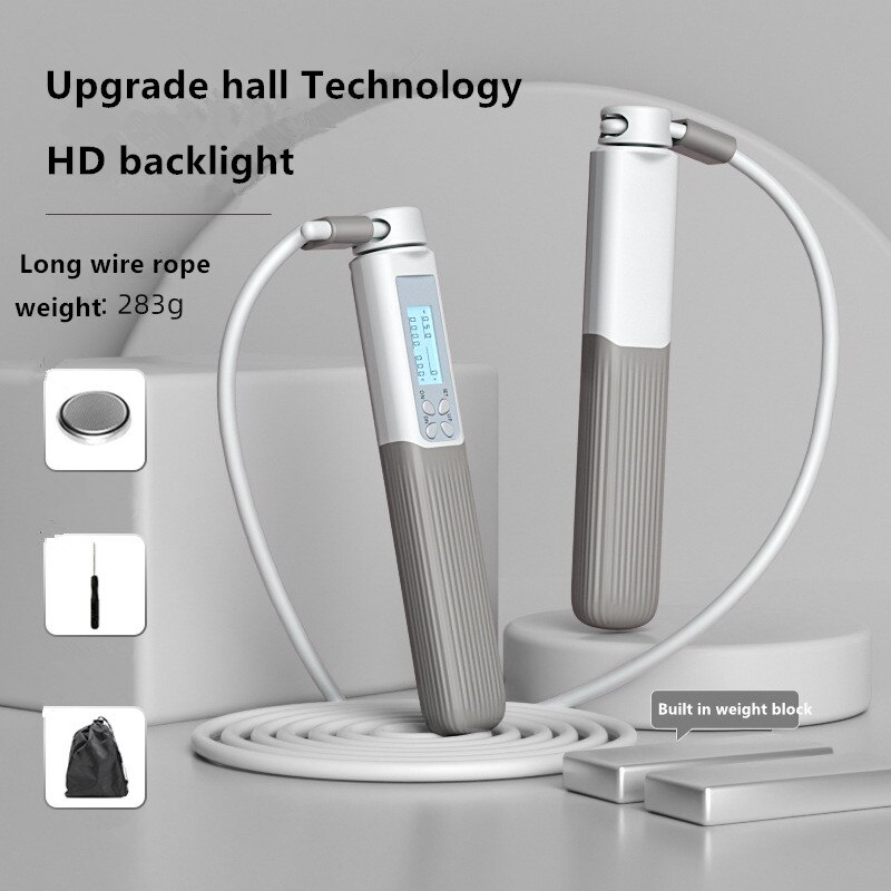 Cuerda de conteo inteligente para saltar, accesorio inalámbrico para gimnasio, Fitness, Crossfit, rodamiento de peso, fitness, aeróbico, quema de grasa: Starry grey02