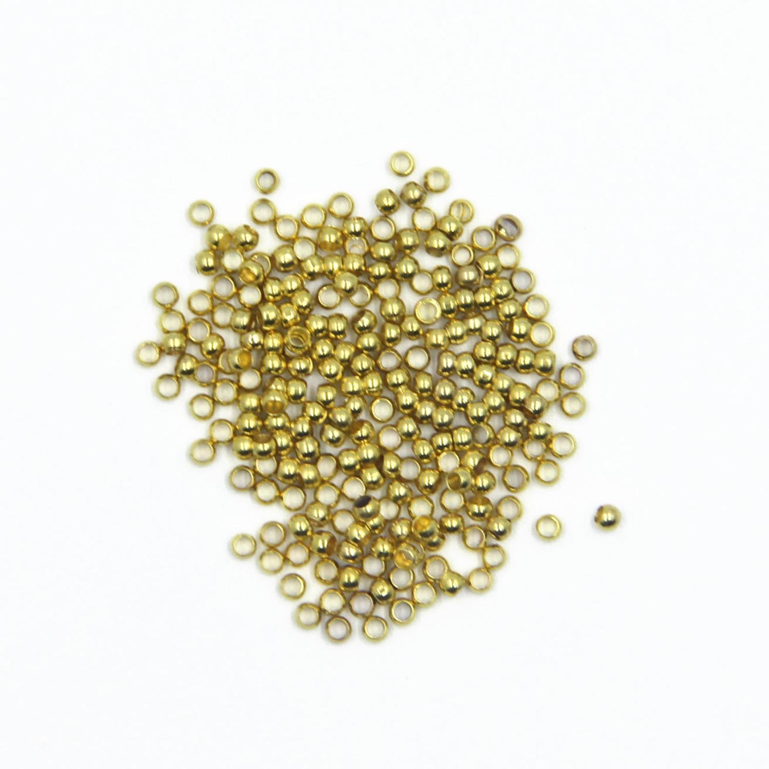 500pc 2mm cobre redondo cuentas de engarce de Cortina de cristal de abalorios de joyas encontrar conector componentes lámpara piezas de prisma: Golden