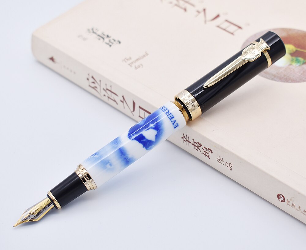 Jinhao Fountain Pen Mount Everest Painting Big Size Classical Medium Nib Writing Pen Business Office Home School Supplies