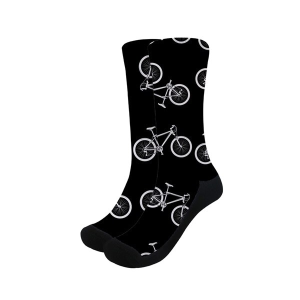 INSTANTARTS Bike Pattern Men's Cylcing Socks Breath Elastic Sports Gym Socks Hiking Running Athletic Outdoor Green Sports Socks: HMF528Z46 / S/M