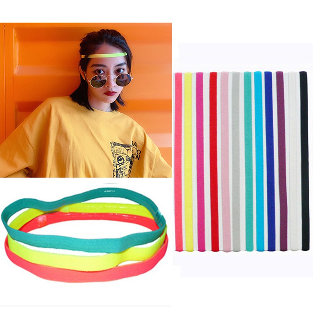 1 pz fasce per le donne calcio Yoga fasce per capelli puri antiscivolo gomma elastica sottile sport fascia uomo accessori per capelli copricapo