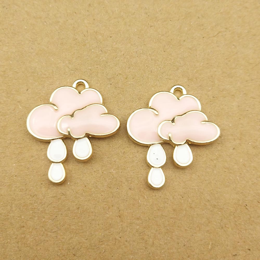 10pcs 20x23mm cloud and rain enamel charm for jewelry making crafting earring pendant necklace and bracelet charms