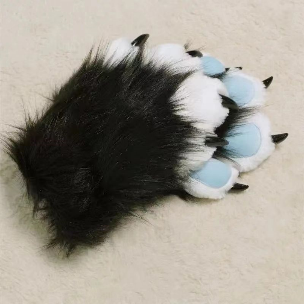 Kig fursuit kigurumi peludo animal garras unhas luvas cosplay traje wearable peludo animal pata cosplay adereços: Dourado