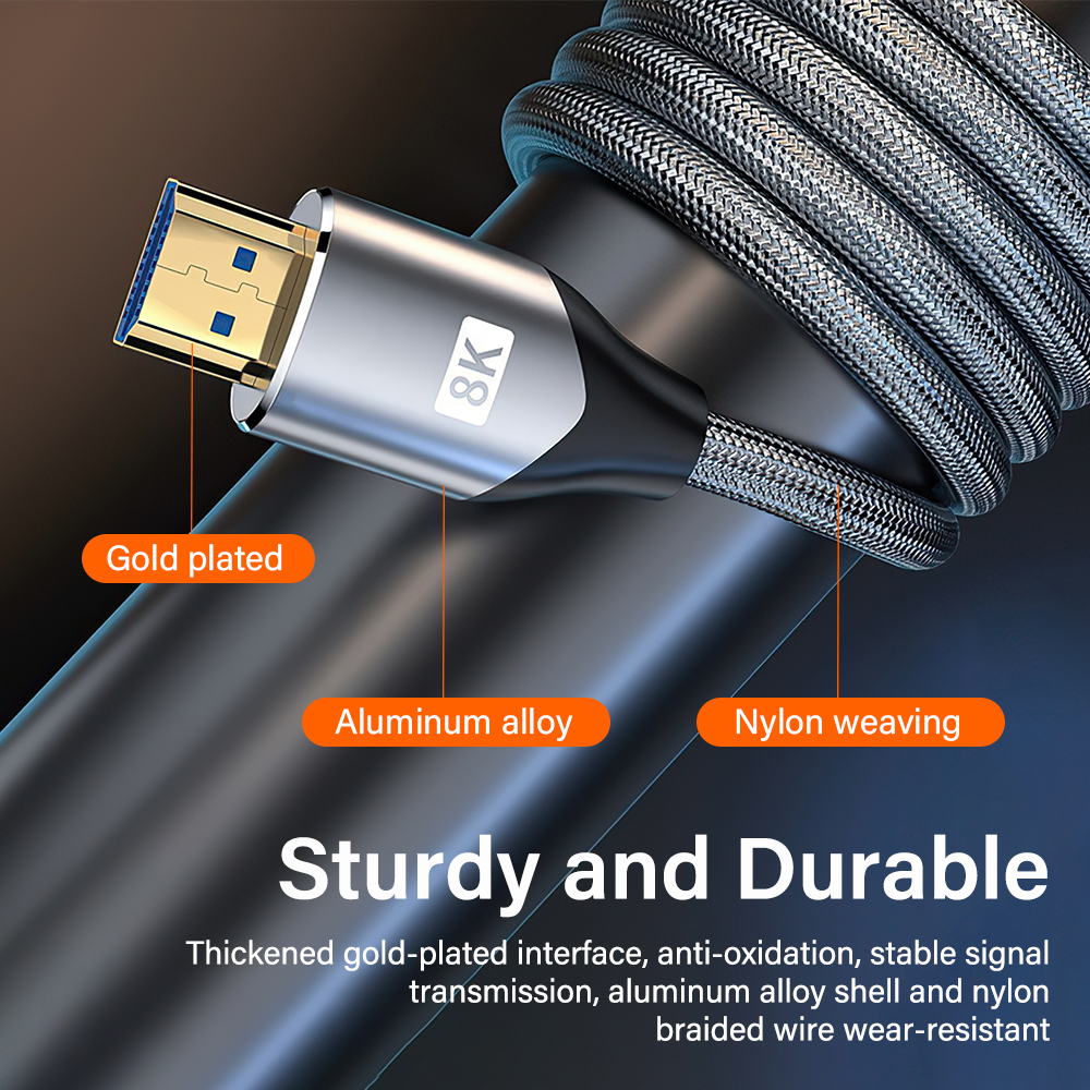 Cabo banhado a ouro 8K HDMI 2.1 4K @ 120Hz 8K @ 60Hz 48Gbps Adaptador para EARC ARC HDCP Cabo de vídeo PC Laptop Projetor HDTV 1M 2M 3M 5M