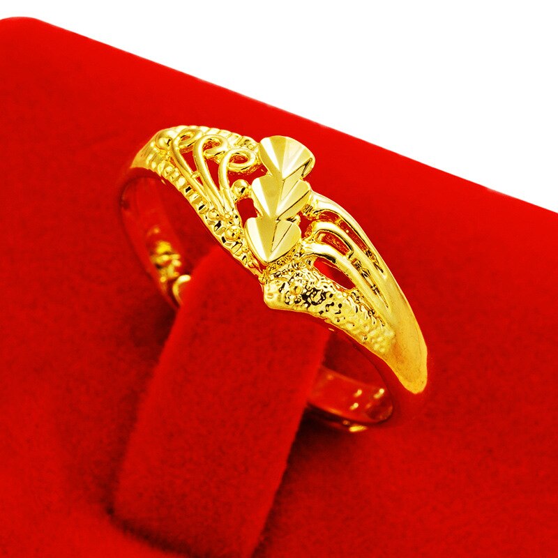 Bagues simples ondulées pour femmes, couleur or 24K, en cuivre pur, bague hypoallergénique, bijoux de mariage, de dames, nouveautés: NT1001Y-6