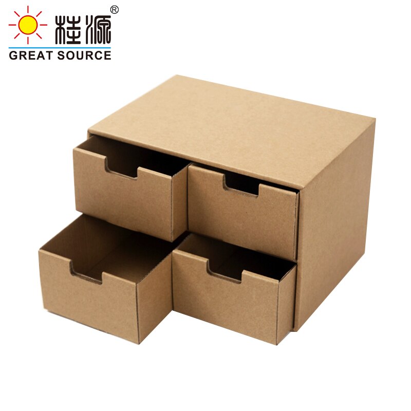 2 Layers Storage Composable Cabinet Office 4 Drawers Corrugate Foldable Home Storage Kraft Paper Environment Friendly(2PCS): Default Title