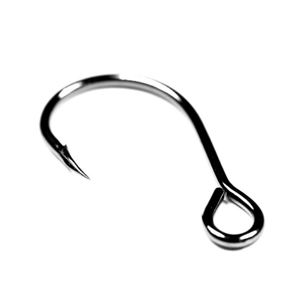 50 Stks/zak #8-#3/0 High Carbon Staal Inline Enkele Haak Grote Eye Vissen Vervanging Haak Vissen Lepel spinner Accessoires