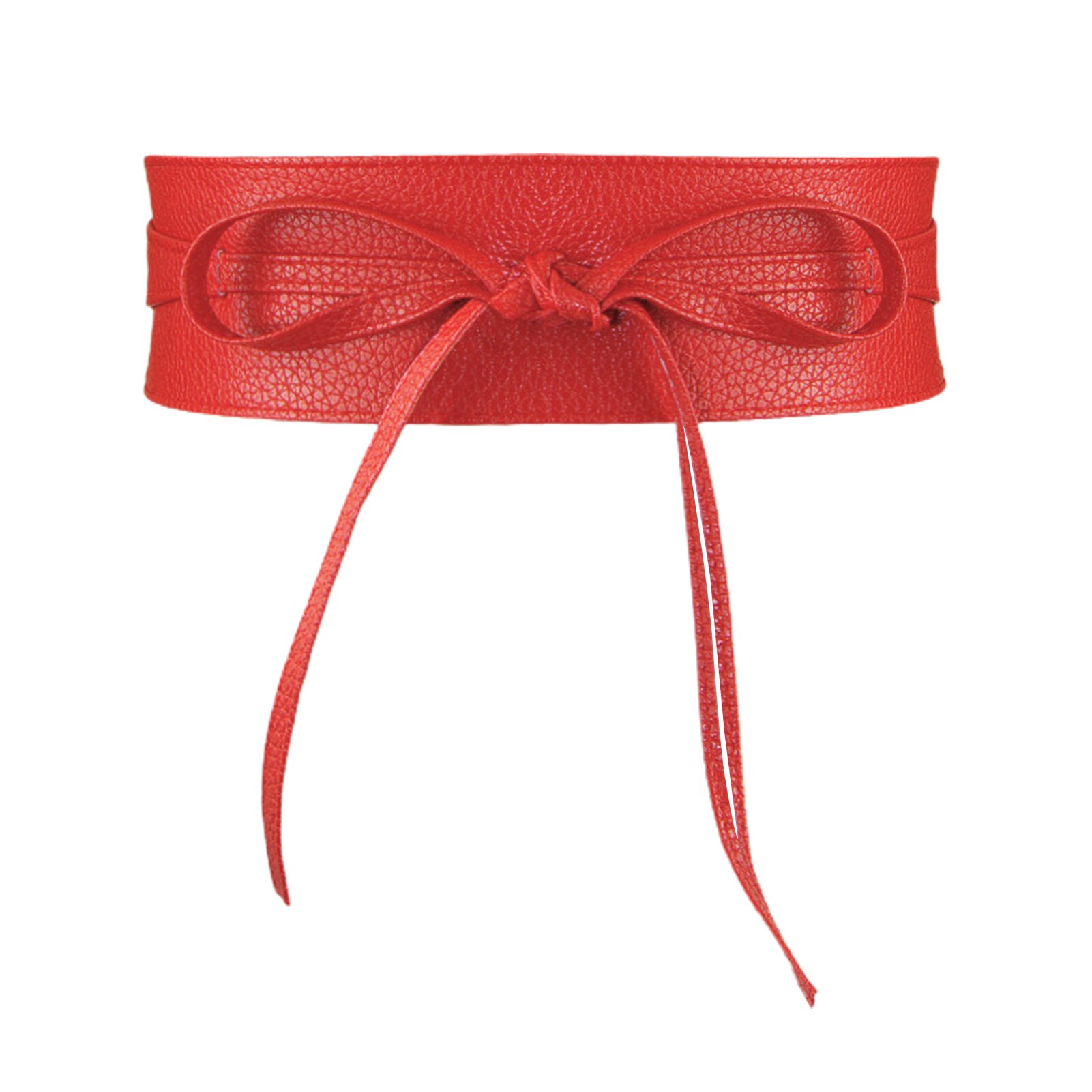 Dress Decor Wide Wrap Around Belt Corset Clothes Accessories Delicate Bowknot Tie Women Waistband Lightweight PU Leather: Red