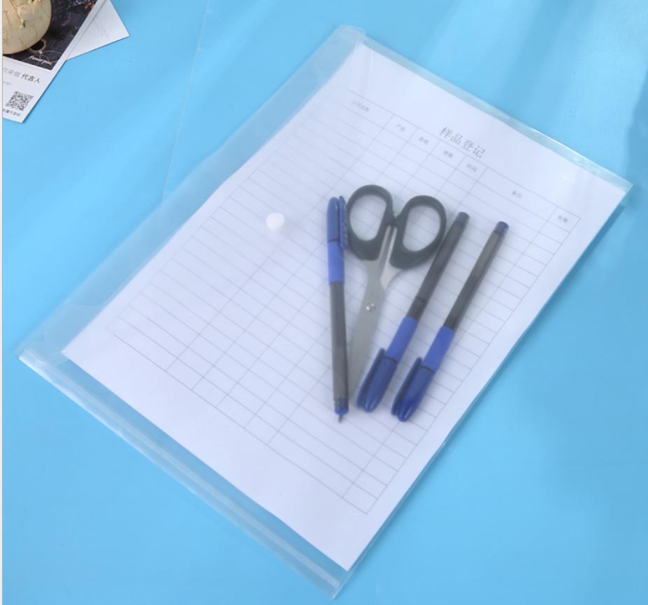 10-100 stk kontor  a4 fil pose gjennomsiktig plast tykk knapp lufttett mappe fil rekvisita kontor skole rekvisita