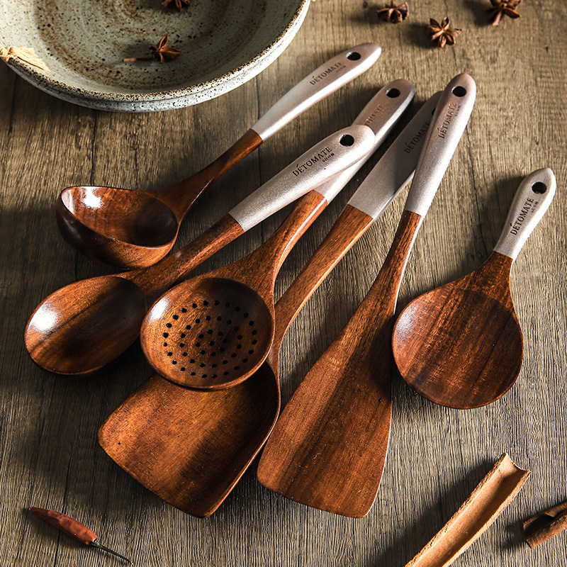 Houten Kookpotten Set Rijstsoep Opscheplepel Massief Houten Keukengerei Accessoires Kookgerei Set Non Stick Handvat Schop