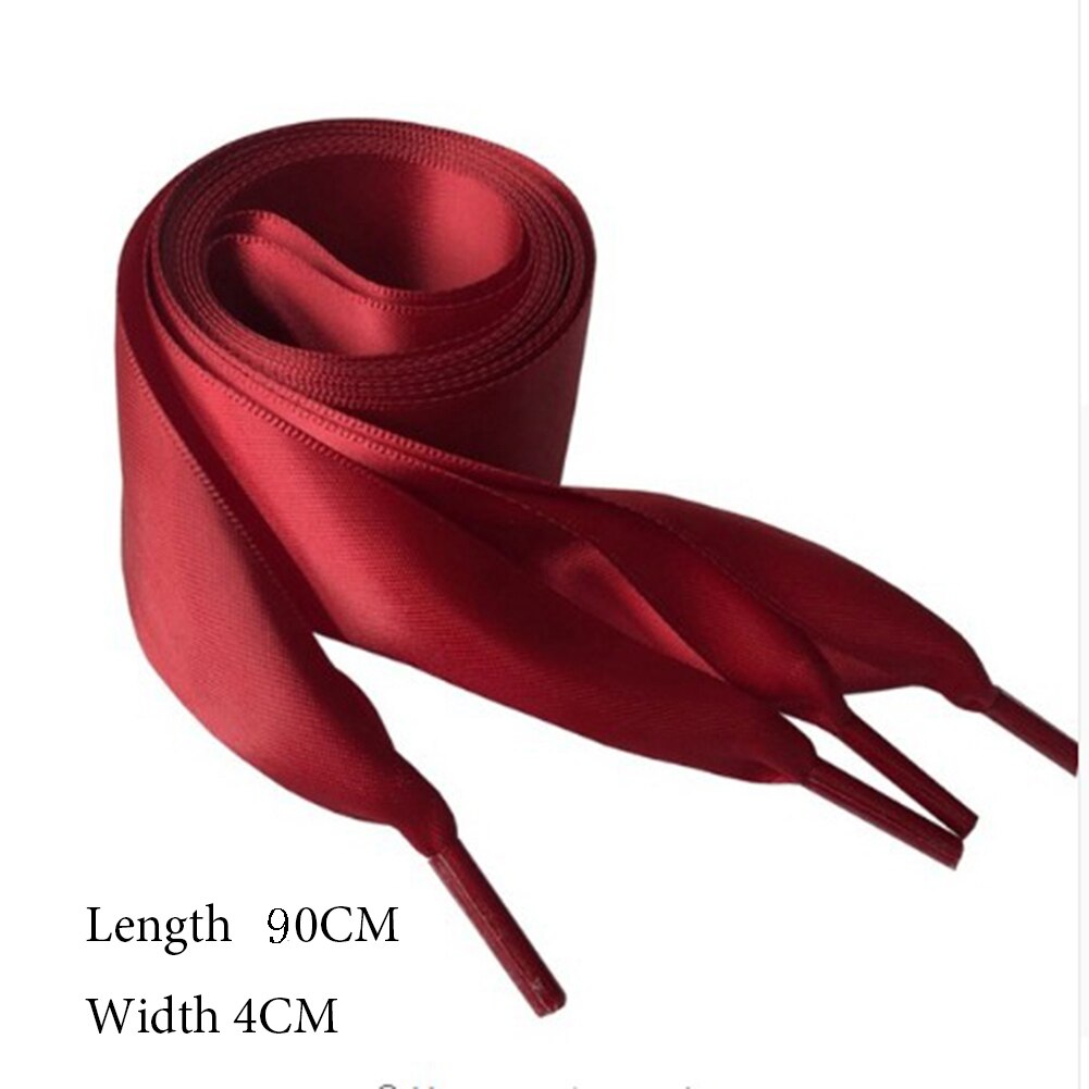 1 paar Satin- Seidenband Schnürsenkel Weiß Sneaker Schuhe Spitze Leinwand Schnürsenkel 4cm Breite 90cm Länge Schnürsenkel
