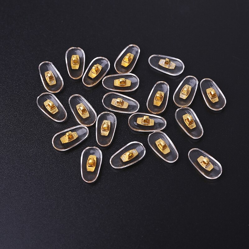 10 paar/partij gouden pvc-brillen antislip aluminium conductor zilveren neuspads pxpb